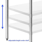 GRIDMANN Stainless Steel Kitchen Prep Table 72 x 30 Inches with Backsplash & Under Shelf, NSF Commercial Work Table for Restaurant and Home