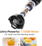 Turelar Immersion Blender Handheld 1100W - 3 in 1 Hand Blenders Set with Trigger Speed Control Emulsion Stick with Whisk and Milk Frother, Emulsifier for Kitchen for Soup, Smoothie, Puree