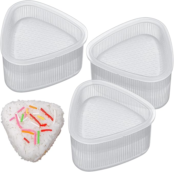 3 Pack Rice Ball Mold, Sushi Mold Diy Sushi Cooking Tools For Japanese Boxed Meal Children Bento,Kitchen Tools Sushi Plates Rice Ball Mold Non Stick Sushi Rice Making Kit (Transparent, Triangle)