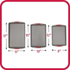 GoodCook MegaGrip Set of 3 Nonstick Steel Multipurpose Cookie Sheets with Silicone Grip Handles, Gray