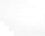D'Moksha Homes White Linen Placemats Set of 4 - Classic Hemstitch Placemats 14 x 19 Inch - 100% Pure Linen Table Mats for Valentines, Holiday, New Year - Handcrafted and Machine Washable