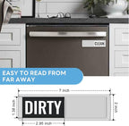 KitchenTour Dishwasher Magnet Clean Dirty Sign, Upgrade Super Strong Clean Dirty Magnet for Dishwasher, Large Text Easy to Read Non-Scratch Magnetic Indicator Kitchen Decor, Silver