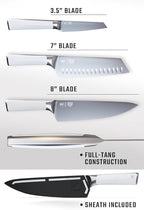Dalstrong 3pc Knife Set - Vanquish Series - Forged High Carbon German Steel - White Handle - Chef Knife, Santoku and Paring - Razor Sharp Kitchen Set - NSF Certified