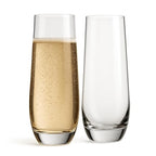 Champagne Flutes Stemless 9.4oz Set of 2 Elegant Clear Crystal Glass Drinkware w/Narrow Rim Seamless Bowl Lead-Free Dishwasher Safe Sparkling Wine Glassware Perfect for Any Occasion by NutriChef