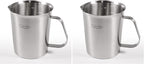 Newness Stainless Steel Measuring Cup, Metal Measuring Cup with Handle (Upgraded, 3 Marking Including Cup/ML/Ounce Scale), 16 Ounces (0.5 Liter, 2 Cup) (Pack of 2)