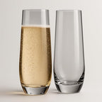 Champagne Flutes Stemless 9.4oz Set of 2 Elegant Clear Crystal Glass Drinkware w/Narrow Rim Seamless Bowl Lead-Free Dishwasher Safe Sparkling Wine Glassware Perfect for Any Occasion by NutriChef