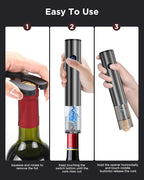 Rechargeable Electric Wine Opener with Charging Base, Aerator Pourer, Vacuum Stoppers & Foil Cutter, Luxury Christmas White Elephant Gift for Women Men