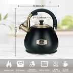 Tea Kettle Stovetop Whistling Kettle Teapot, 3Quart Tea Pot Stainless Steel Teakettle for Stove Top with Heat Proof Ergonomic Handle