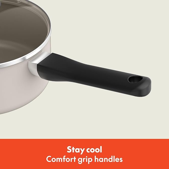 bella 12 Piece Cookware Set with EverGood™ Ceramic Nonstick Coating, Dishwasher & Oven Safe, All Stovetops Compatible, Tempered Glass Lids and Cool Touch Handles, Oatmilk