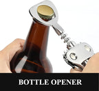 KORCCI Wine Opener, Heavy-Duty Zinc Alloy Wing Corkscrew, Premium Beer Bottle Opener, Multifunctional Wine Accessories with Ergonomic Handle and Sharp Screw, for Kitchen, Bar, Restaurant (SILVER)