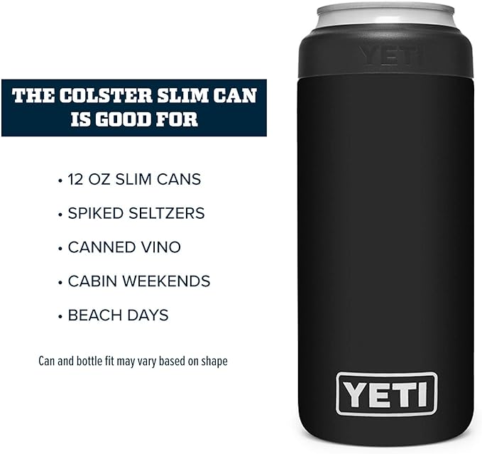 YETI Rambler 12 oz. Colster Slim Can Insulator for the Slim Hard Seltzer Cans, Black