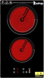 Winado 2 Burners Electric Ceramic Cooktop 20 inch, 220-240V Flat Top Stove, Multi-function Elecric Stovetop w/9 Heating Level, Timer & Kid Safety Lock, Sensor Touch Control, Timer Setting, Plug, 3000W