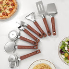 9-Piece Kitchen Tools and Gadgets Set with Wood Imitation Handle BRIIEC Stainless Steel Cooking Utensils Kitchen Accessories Includes Can Opener Garlic Press Peeler