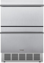 24 Inch Double Drawer Fridge, Stainless Steel Outdoor Beverage Refrigerator for Patio and Kitchen, Freestanding or Built-In, Mobile Grid Organizer, Home and Commercial Use