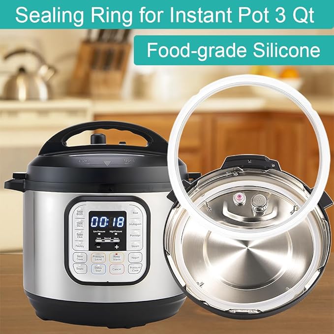 2-Pack Sealing Ring 3 Quart for Instant Pot, BPA-Free Sealing Ring Replacement Parts for InstantPot 3QT, Food-grade Gasket for Instantpot Mini 3 Qt, Seal Accessories for Instant Pot