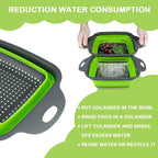 AUAUY 2 PCS Collapsible Colander Set, Square Silicone Folding Colander with Plastic Handles, Eco-Friendly Large Hole Kitchen Strainer for Draining Pasta Vegetables Fruits-1 Large and 1 Small