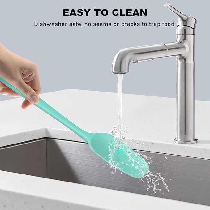 NileHome Silicone Spatula Set, 6 Pcs Food Grade Kitchen Utensils with Silicone Brush Heat Resistant Dishwasher Safe BPA-Free Rubber Spatula for Scraping, Baking, Cooking, Mixing, Turquoise