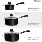 MICHELANGELO Nonstick Saucepan with Lid, Ceramic Sauce Pan Sets, Easy to Clean Sauce Pans, Multi-Purpose Cooking Pots, 1QT & 2QT & 3QT, Silver