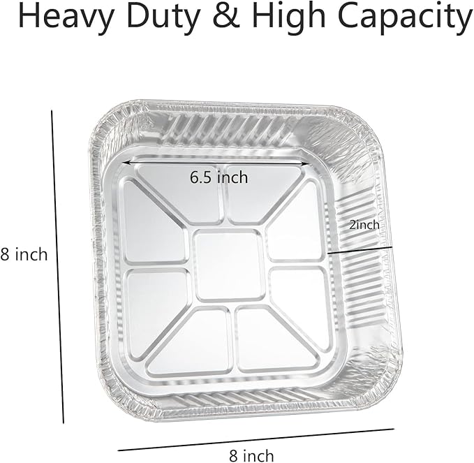 Waytiffer 20-Pack Disposable Aluminum Foil Tins - Heavy Duty Square Cake & Baking Pans with Plastic Dome Lids