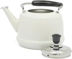 Martha Stewart Kingstree Large 2 Qt Heavy Gauge Stainless Steel Tea Kettle - Linen White Exterior