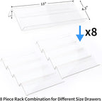 MIUKAA Clear Acrylic Spice Drawer Organizer, 4 Tier- 2 Set Expandable From 13" to 26" Drawer Seasoning Organizer, Kitchen Spice Rack Tray for Drawer/Countertop (Jars not included)