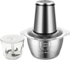 MEGAWISE Food Processor, 800W Electric Meat Grinder with 0.6L Glass Bowl & 1.2L Stainless Steel Bowl, Dual Speed Modes and Bi-Level BladesBlades for Meat, Vegetables, Nuts, Fruits, and Baby Food