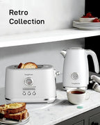 2 Slice Toaster with Extra Wide Slots & Removable Crumb Tray 6 Browning Options, Auto Shut Off & Frozen Function, Toast Fruit Bread, Bagel & Waffle, White
