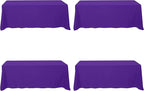 BRILLMAX 4 Pack Purple Tablecloths for 8 Foot Rectangle Tables 90 x 156 Inch - 8ft Rectangular Bulk Linen Polyester Fabric Washable Cloth Cover for Wedding Reception Banquet Birthday Party