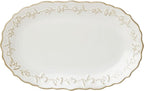 Lenox Home And Kitchen, Homespun Hors D'Oeuvres Tray, Stoneware Material, Serving Tray, Dishwasher And Microwave Safe, Snacks Fruit, Serving, Thistle Design (White, 1 Piece, 13.7 Inch L X 8.89 Inch W)