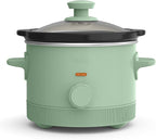 bella 1.5 Qt Slow Cooker with 3 Heat Manual Control, Ceramic Nonstick Coating, Dishwasher Safe Stoneware Pot and Tempered Glass Lid, Tangle Free Cord Wrap & Cool Touch Handles, Seaglass