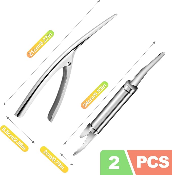 ZukoCert 2 Pack Shrimp Deveiner Tool - Stainless Steel Shrimp Peeler and Cleaner Knife - Professional Seafood Prawn Peeling Gadget for Kitchen Preparation, Lobster, and Crab