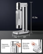 MOKKOM Sparkling Water Maker Soda Maker Soda Streaming Machine for Carbonating with 1L Carbonating Bottle, Compatible with Any Screw-in 60L CO2 Carbonator(NOT Included)