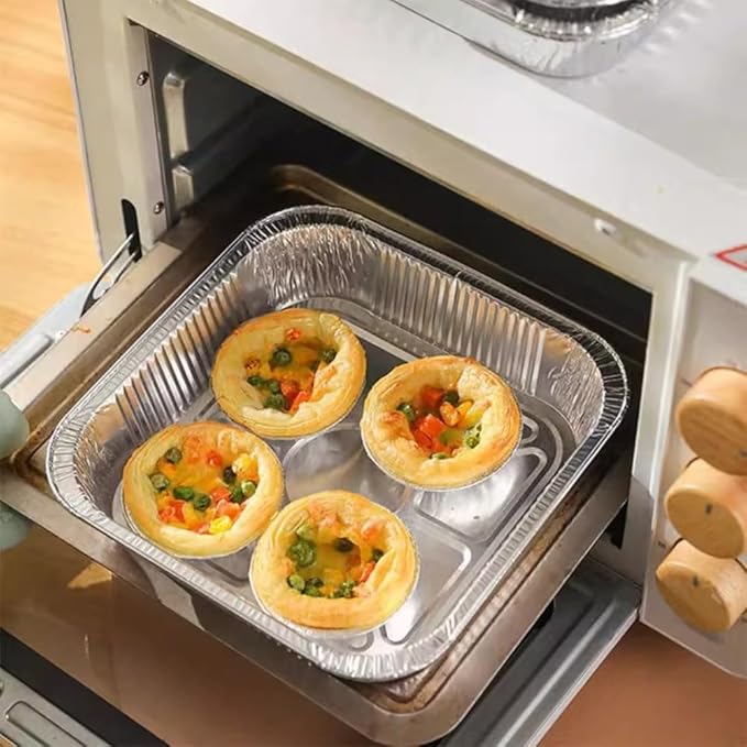 (30 pack) 8x8 inch Air Fryer Square Aluminum foil Cake Baking Pan, High Temperature Resistant Aluminum Foil Bowl Disposable Food Container, Perfect for Cooking, Heating, Storing, Food (With lid)