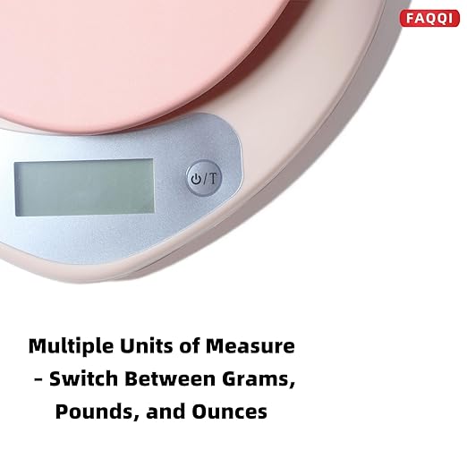 Cute Kitchen Scale, Digital Food Scale with LCD Display, 11 lb (5kg) Capacity, 0.03 oz (1g) Precision for Baking and Cooking (Pink)