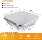 8x8 Aluminum Pans with Lids - 10 Pack Disposable Baking Pans, Tin Foil Pans with Lids for Holiday Cooking, Christmas, Parties Meal Prep, Storage, Heating and Baking