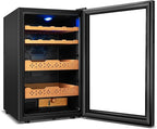 Tylza Electric Cigar Humidor Cabinet 70L, Electric Humidors for Cigars with Temp & Humidity Control, Digital Hygrometer, Lock, Refrigerator, Cigar Humidors with Cedar Wood Drawer Shelves, 486 Cigars