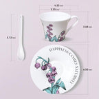 Tea Cup Set With 2 Tea Cups 2 Saucers And 2 Spoon 7 OZ Espresso Coffee Mug Vintage Creativetea Teacup And Saucer Set For Coffee,Tea,Latte, Cappuccino