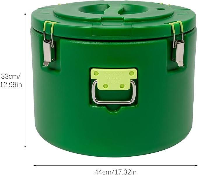 Eapmic 31.7Qt Insulated Food Container, Stainless Steel Container, 30L Commercial Soup Carrier 24 Hours Heat Preservation for Hot and Cold Food Storage Restaurant Canteen Home Lunch Use (Green, 30L)
