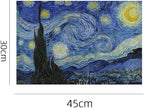 Art-Inspired Washable PVC Placemats Set of 6, Heat-Resistant Non-Slip Table Mats for Kitchen Dining Table Decor (The Starry Night)