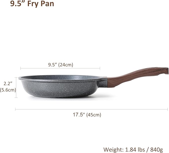SENSARTE Nonstick Frying Pan Skillet, Swiss Granite Coating Omelette Pan, Healthy Stone Cookware Chef's Pan, PFOA Free (9.5 Inch)