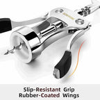 Wing Corkscrew Wine Opener, Premium Zinc Alloy Manual Bottle Opener, Heavy Duty Multifunctional Tool for Kitchen, Bar, Restaurant & Waiters (Polished Silver)