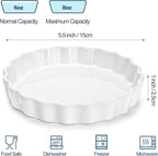 Foraineam 10 Pack 8 oz Creme Brulee Ramekins, 6 Inch Round Fluted Quiche Dishes, Porcelain Pie Pan Shallow Baking Dish Oven Safe for Baking Souffle, Apple Pie, Quiche, Tart