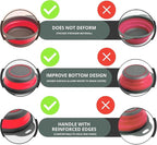 Red Round Silicone Collapsible Colander – Silicone Round Kitchen Strainers with Plastic Handles Foldable Kitchen Strainer Small Perfect for Draining Pasta Vegetable and Fruit