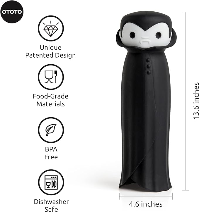 OTOTO Drac N' Roll Vampire Garlic Roller, Silicone Garlic Peeler Tube, Silicone Tube Roller for Halloween - Kitchen Gadget for Garlic, Garlic Tube, Garlic Crusher
