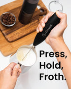 Elementi Milk Frother Handheld - Electric Coffee Mixer for Lattes, Cappuccinos and Cold Foam - Compact Drink Frother Wand for Barista-Style Beverages (Yellow)