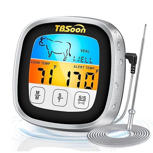 Multifunctional Digital Thermometer for Cooking,Food Thermometer+Thermometer Alarm+Kitchen Timer,Large Color Screen,Instant Read,Fast Response,grill bbq accessories,Kitchen Oven Meat Thermometer-DMT03