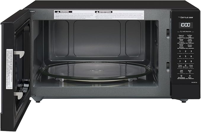 Panasonic NN-SN75LB cu.ft Cyclonic Inverter Countertop Microwave Oven 1250Watt Power with Genius Sensor Cooking, 1.6 cft, Black