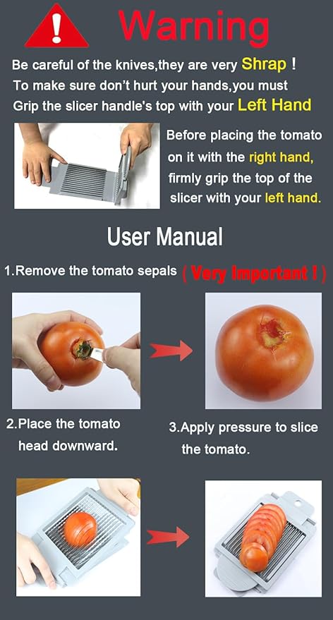 Tomato Slicer,Stainless Steel Tomato Cutter Dedicated Tomato Slicing Tool Portable and Easy Work for Hamburger Salad Tomato Slices