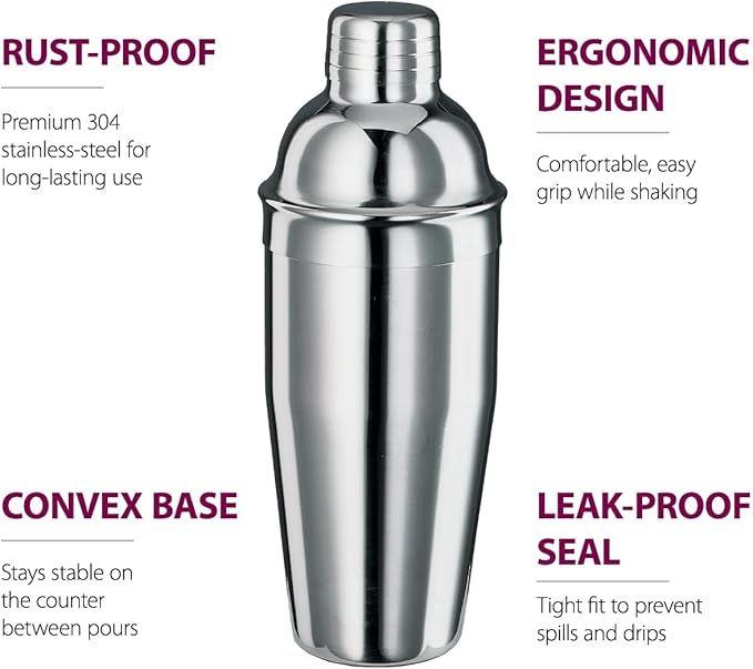 Cocktail Shaker Set - 17 Piece Stainless Steel Mixology Bartender Kit, Drink Martini Shaker, Home Bar Accessories, Cocktail Kit, Stainless Steel Bar Set, Shakers Bartending