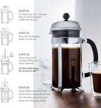 Bodum 34oz Chambord French Press Coffee Maker, High-Heat Borosilicate Glass, Stainless Steel, Black – Made in Portugal